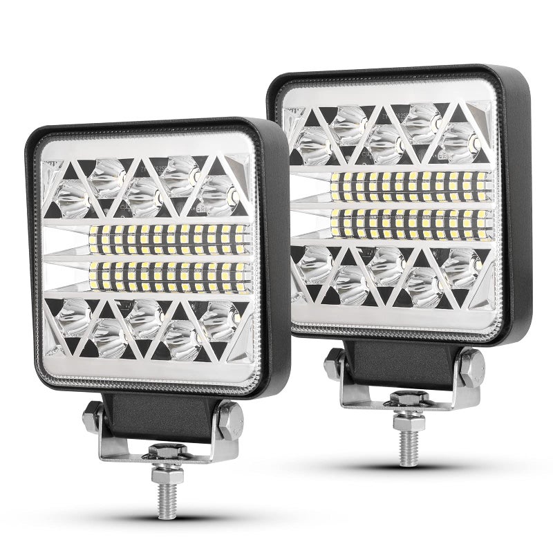 BUNKER INDUST 4 Inch LED Light Pods,2 Pcs Square Tractor Work Light Spot Flood Driving Small Light Bar Waterproof for Truck Equipment Vehicle Pickup UTV ATV Golf Cart - Image 1